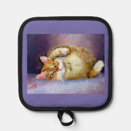 Gele katten ovenwanten & pothouders pannenlap