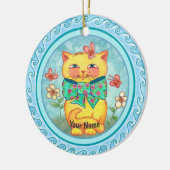 Gele kattenbloemen keramisch ornament (Links)