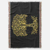 Gele Keltische levensboom Deken (Voorkant Verticaal)