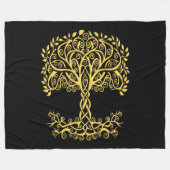 Gele Keltische levensboom Fleece Deken (Voorkant (Horizontaal))