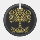 Gele Keltische levensboom Glas Ornament (Voorkant)