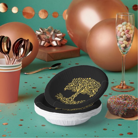 Gele Keltische levensboom Papieren Kommen (Multi)