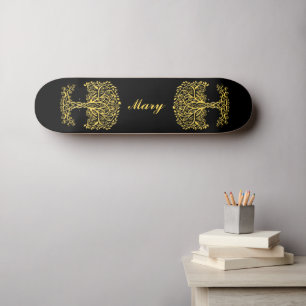 Gele Keltische levensboom Skateboard