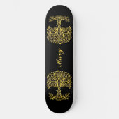 Gele Keltische levensboom Skateboard (Voorkant)