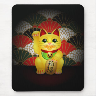 Gele keramische maneki Neko Muismat