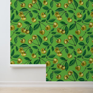 Gele kersen behang