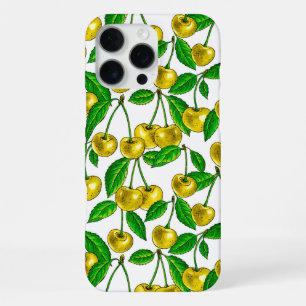 Gele kersen op wit iPhone 16 pro max hoesje