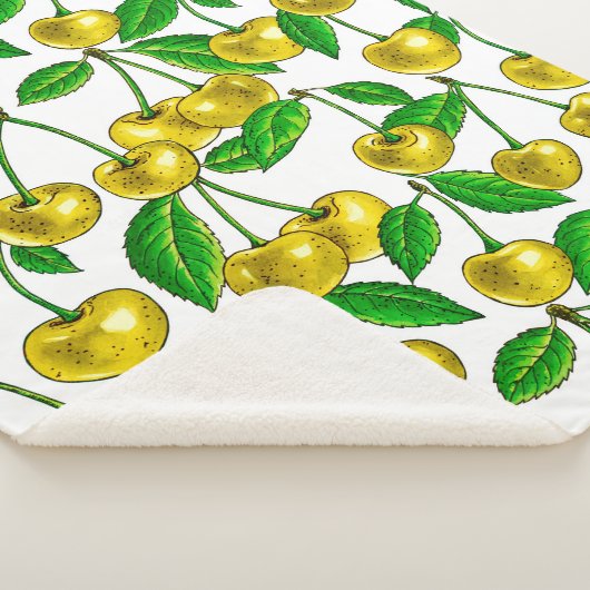 Gele kersen op wit sherpa deken (3/4)