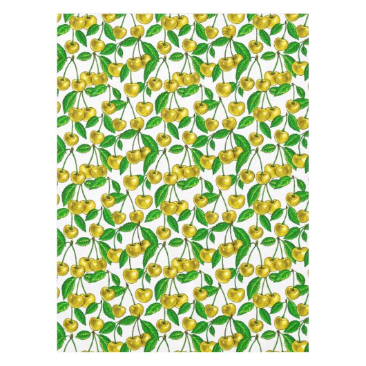 Gele kersen op wit tafelkleed (Voorkant)