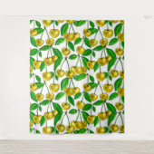 Gele kersen op wit wandkleed (Voorkant)