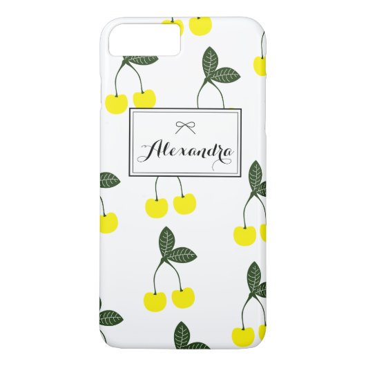 Gele Kersen Patroon Gepersonaliseerde iPhone 7 Plu Case-Mate iPhone Case (Achterkant)