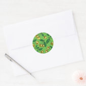 Gele kersen ronde sticker (Envelop)