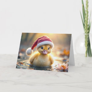 Gele Kerst Eendje Feestdagen Kaart