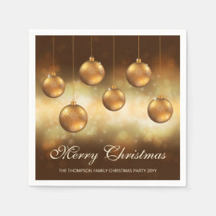 Gele Kerstballen met Aangepaste Tekst Servet