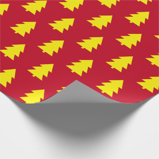 Gele Kerstbomen Rood Cadeaupapier (Hoek)