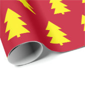 Gele Kerstbomen Rood Cadeaupapier (Rol Hoek)