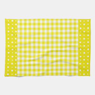 Gele keukenhanddoeken, Polka Dots en Check Gingham Theedoek