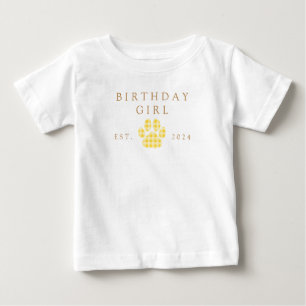 Gele Kids Verjaardag Gingham Pootafdruk Verjaardag