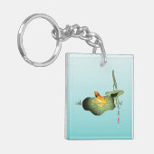 Gele Kikker op Lotus Leaf Sleutelhanger (Voorkant Links)