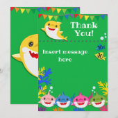 Gele Kinder Shark Green Birthday Bedankkaart (Voorkant / Achterkant)