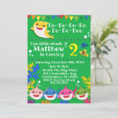 Gele Kinder Shark Green Birthday Kaart (Staand voorkant)