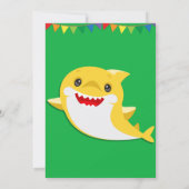 Gele Kinder Shark Green Birthday Kaart (Achterkant)