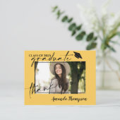 Gele Klasse van 2025 Afstuderen Foto Dank U Briefkaart (Staand voorkant)