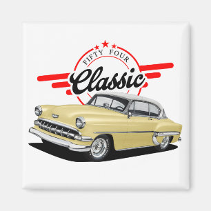 Gele klassieke auto magneet
