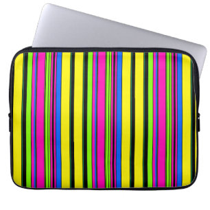 Gele kleurrijke strepen bevestigen laptop sleeve