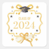 gele kokettenboog | Afstuderen Year Crest Vierkante Sticker (Voorkant)