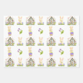 Gele konijnen thuis met paaseieren inpakpapier vel (Voorkant 2)