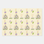 Gele konijnen thuis met paaseieren inpakpapier vel (Voorkant)