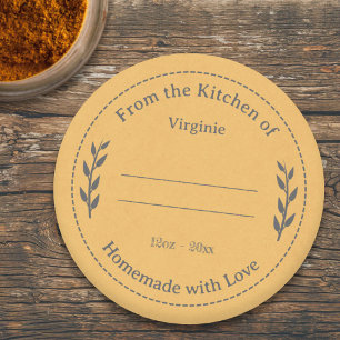 Gele Kraft & Rustic Made with Love Label Sticker