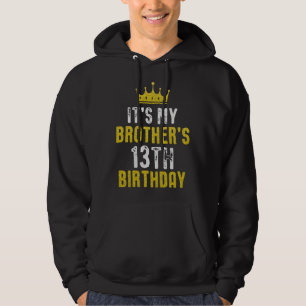 Gele Kroon 13e Verjaardag Voor Broer Van Zuster Br Hoodie