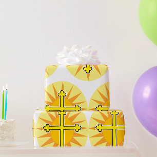 Gele Kruis Bottony Zonneuitbarsting Christelijk Ge Cadeaupapier