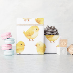 Gele Kuikens Baby Shower Cadeaupapier