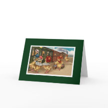 Gele kuikens in de trein - Antropomorfe kunst