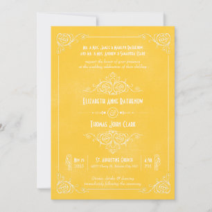  gele kunst Deco Wedding Invitaties Kaart