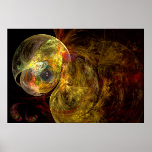 Gele kwal op jacht fractale kunst poster
