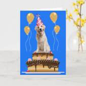Gele lab-hond en beenderdaagse Cake Kaart (Gele Bloem)