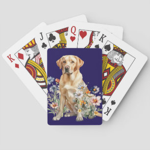 Gele Lab in veldbloemen Pokerkaarten