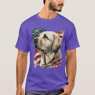 Gele Lab met Amerikaanse vlag vrienden T-shirt