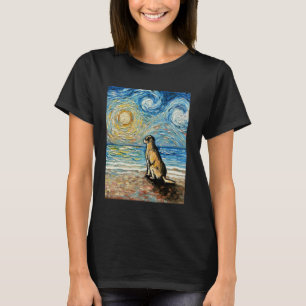 Gele Lab Sterrennacht Strand Zonsondergang Labrado T-shirt