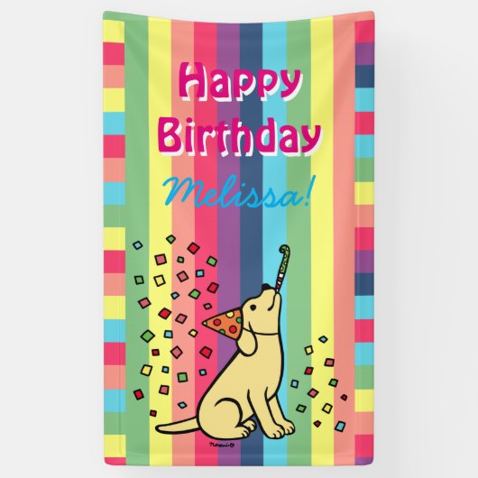 Gele Labrador Birthday Party Confetti Spandoek (Verticaal)