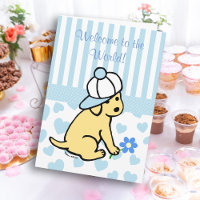 Gele Labrador Blauw Nieuwe Baby Boy Gefeliciteerd