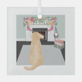Gele labrador Dog in de kersthaspel Glas Ornament (Voorkant)