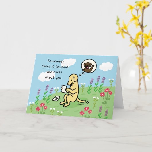 Gele labrador en brief Iemand geeft om Kaart (Gele Bloem)