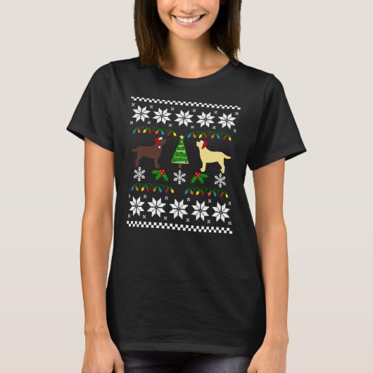 Gele labrador en chocolade labrador Happy Chris T-shirt (Voorkant)