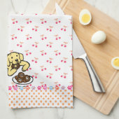 Gele labrador en Doughnoten Theedoek (Quarter Fold)