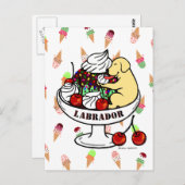 Gele labrador en ijskruid sundae briefkaart (Voorkant / Achterkant)